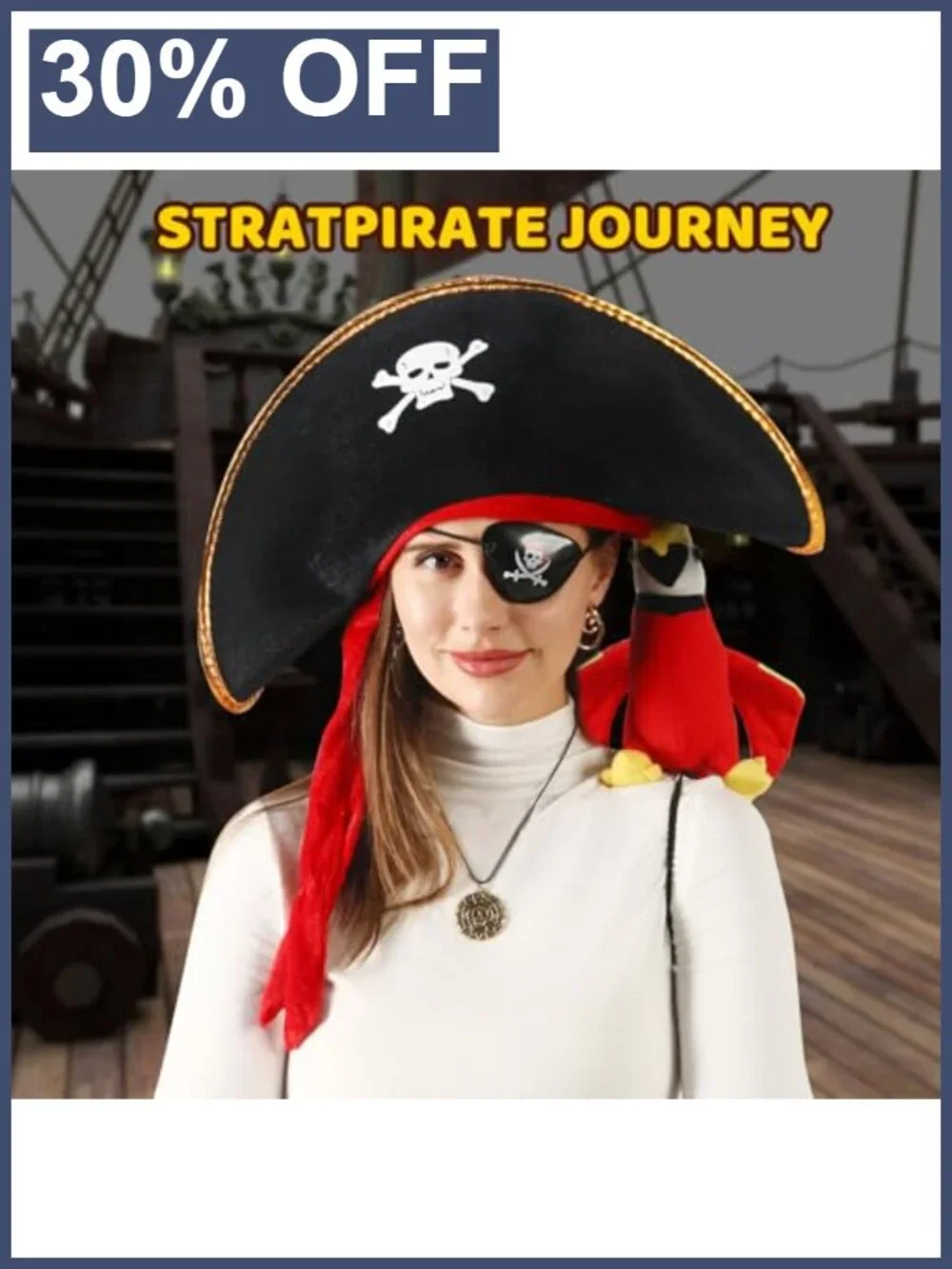 Kids Pirate Hat Costume Accessories Set Velvet Skull Print Eye Mask Parrot